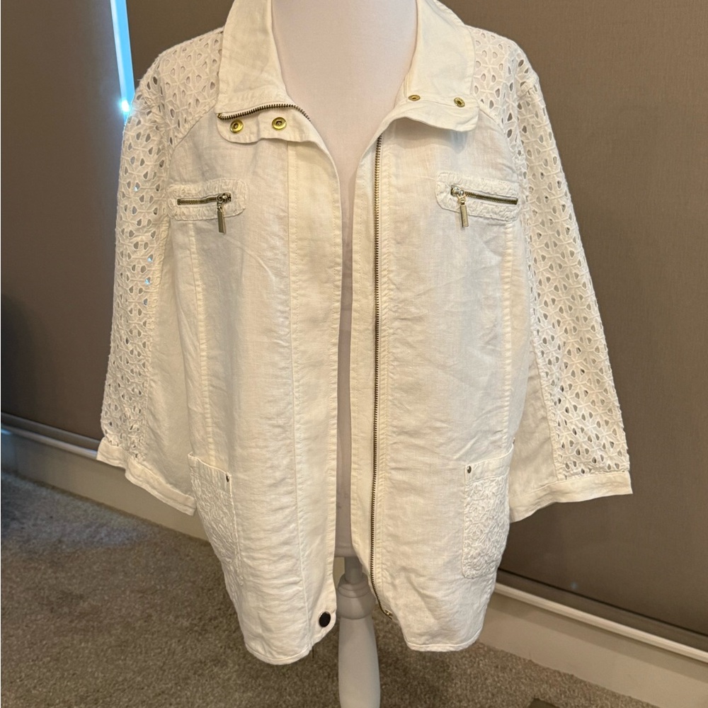 Chico's White Utility Jacket with Eyelet Detail 0019